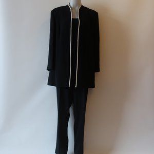 WOMENS MARINA RINALDI BLACK WHITE 3 PC BLAZER TOP PANT SUIT 19 US/PLUS SIZE S *